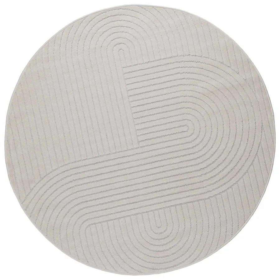 Tapis de surface Rond PALMERAS Crème Ø 200 CM Polyester