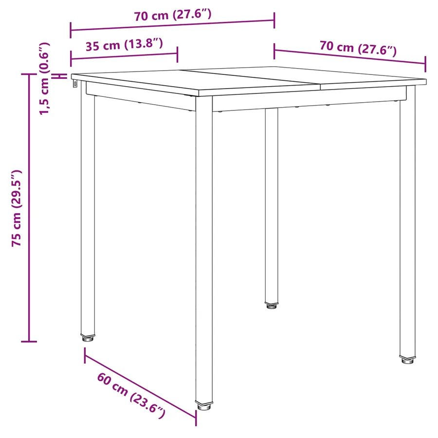 Table de salle à manger / Table de repas 70 x 70 x 75 cm MÉTAL - 8