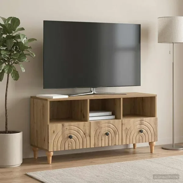Meuble TV 102 x 34,5 x 50 cm Chêne Artisanal Bois d’ingénierie