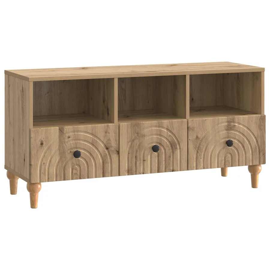 Meuble TV 102 x 34,5 x 50 cm Chêne Artisanal Bois d’ingénierie - 2
