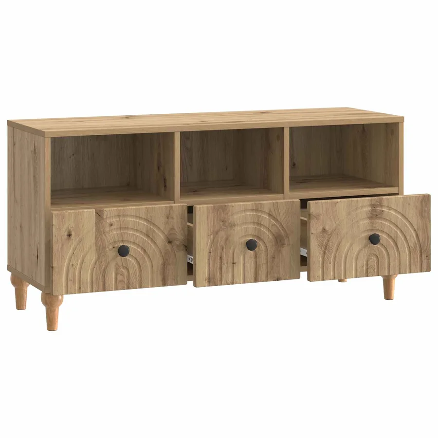 Meuble TV 102 x 34,5 x 50 cm Chêne Artisanal Bois d’ingénierie - 5