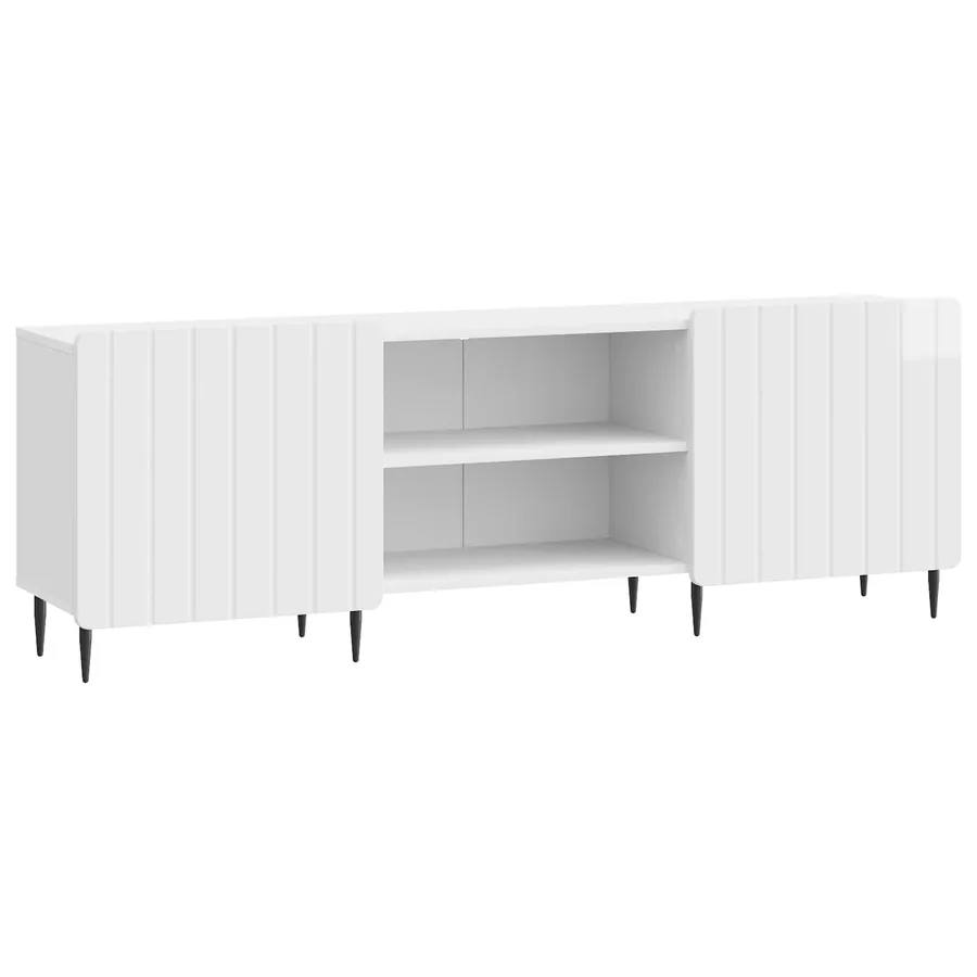 Meuble TV Blanc brillant 150 x 31 x 52 cm Bois d'ingénierie - 2