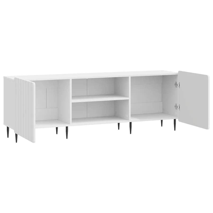 Meuble TV Blanc brillant 150 x 31 x 52 cm Bois d'ingénierie - 5