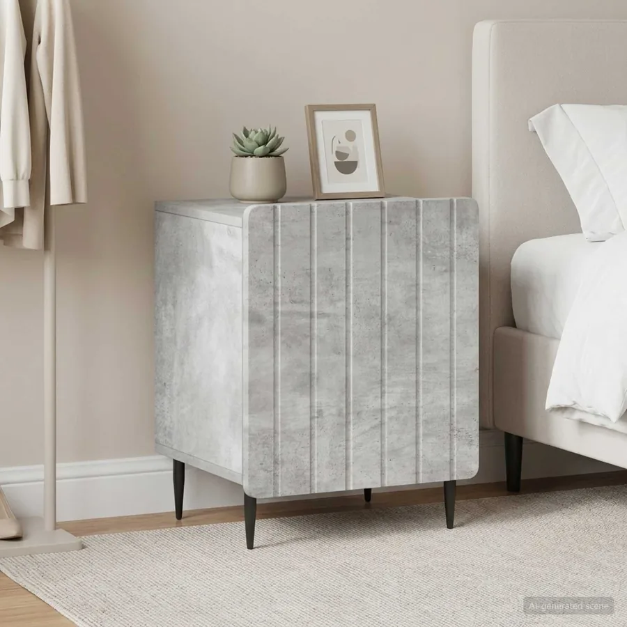 Cabinet de chevet 2 pcs Gris béton 43 x 34,5 x 52 cm
