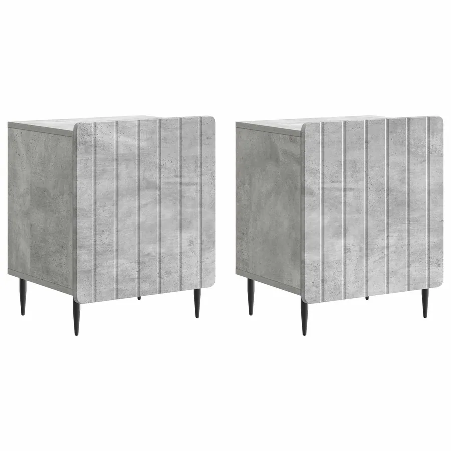 Cabinet de chevet 2 pcs Gris béton 43 x 34,5 x 52 cm - 2