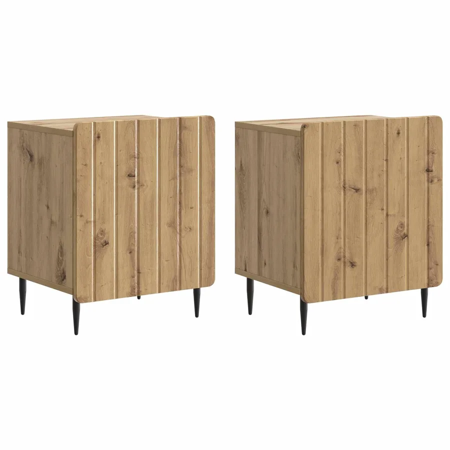 Cabinet de chevet 2 pc Chêne artisanal 43 x 34,5 x 52 cm - 2
