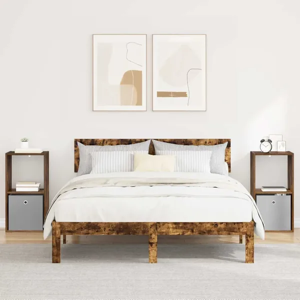Table de chevet avec tiroir 2 pcs Chêne fumé 35 x 32 x 68,5 cm