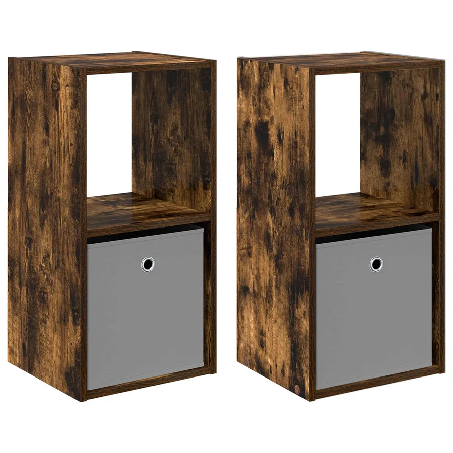 Table de chevet avec tiroir 2 pcs Chêne fumé 35 x 32 x 68,5 cm - 2