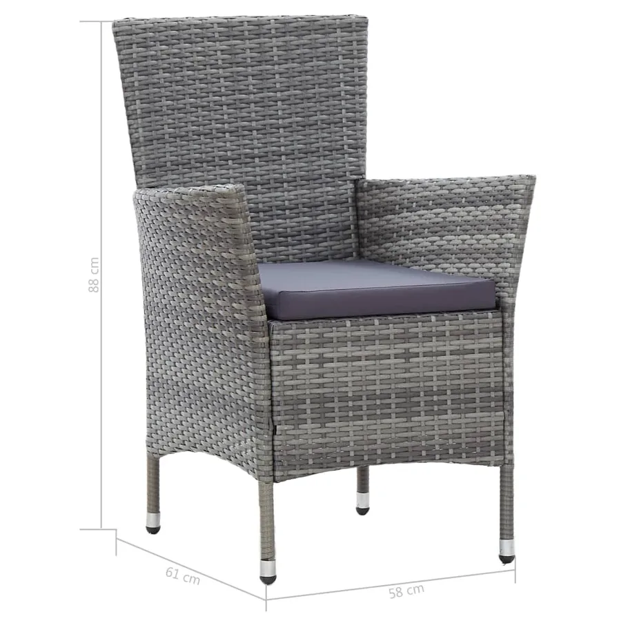 Ensemble à manger d'extérieur 7pcs coussins Résine tressée Gris - 12