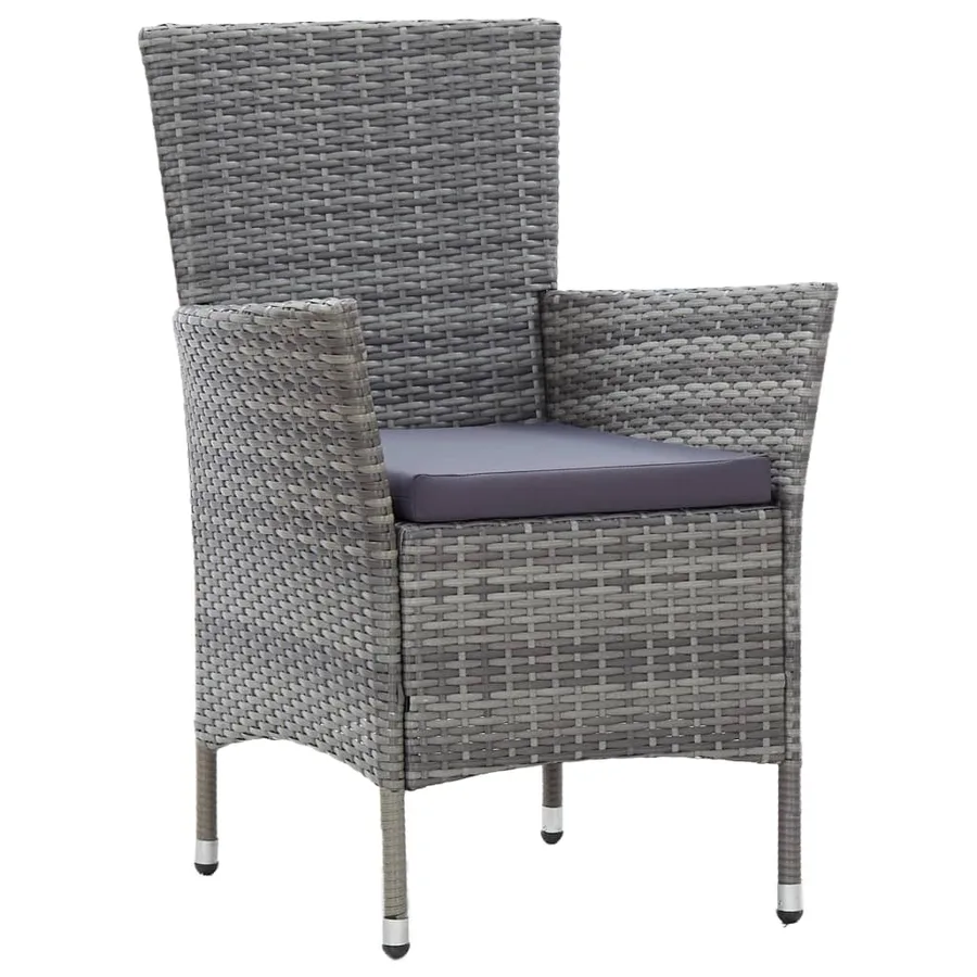 Ensemble à manger d'extérieur 7pcs coussins Résine tressée Gris - 6