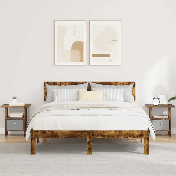 Table de chevet avec tiroir 2 pcs Chêne fumé 41 x 40 x 45 cm