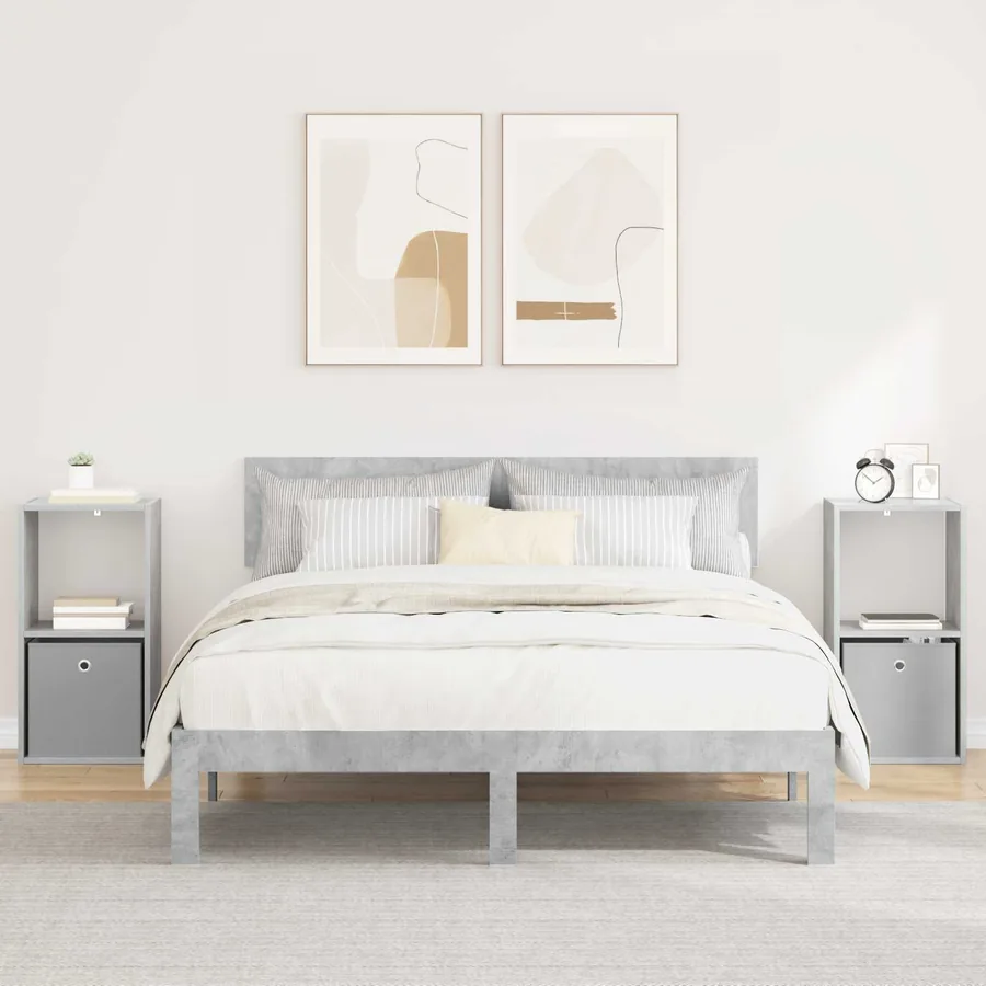 Table de chevet avec tiroir 2 pcs Gris béton 35 x 32 x 68,5 cm