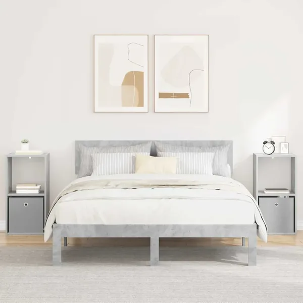 Table de chevet avec tiroir 2 pcs Gris béton 35 x 32 x 68,5 cm
