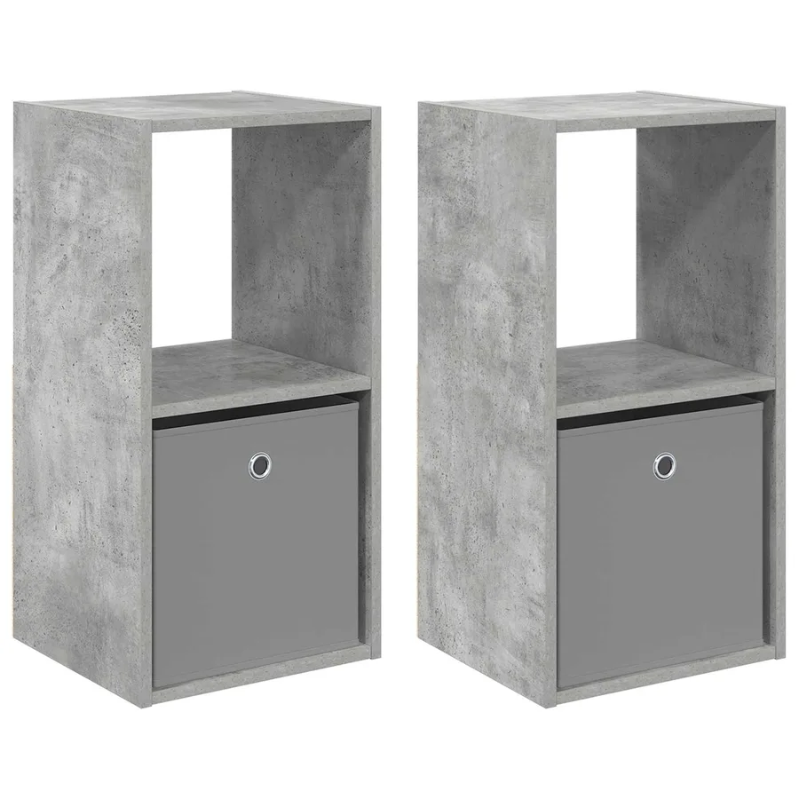 Table de chevet avec tiroir 2 pcs Gris béton 35 x 32 x 68,5 cm - 2