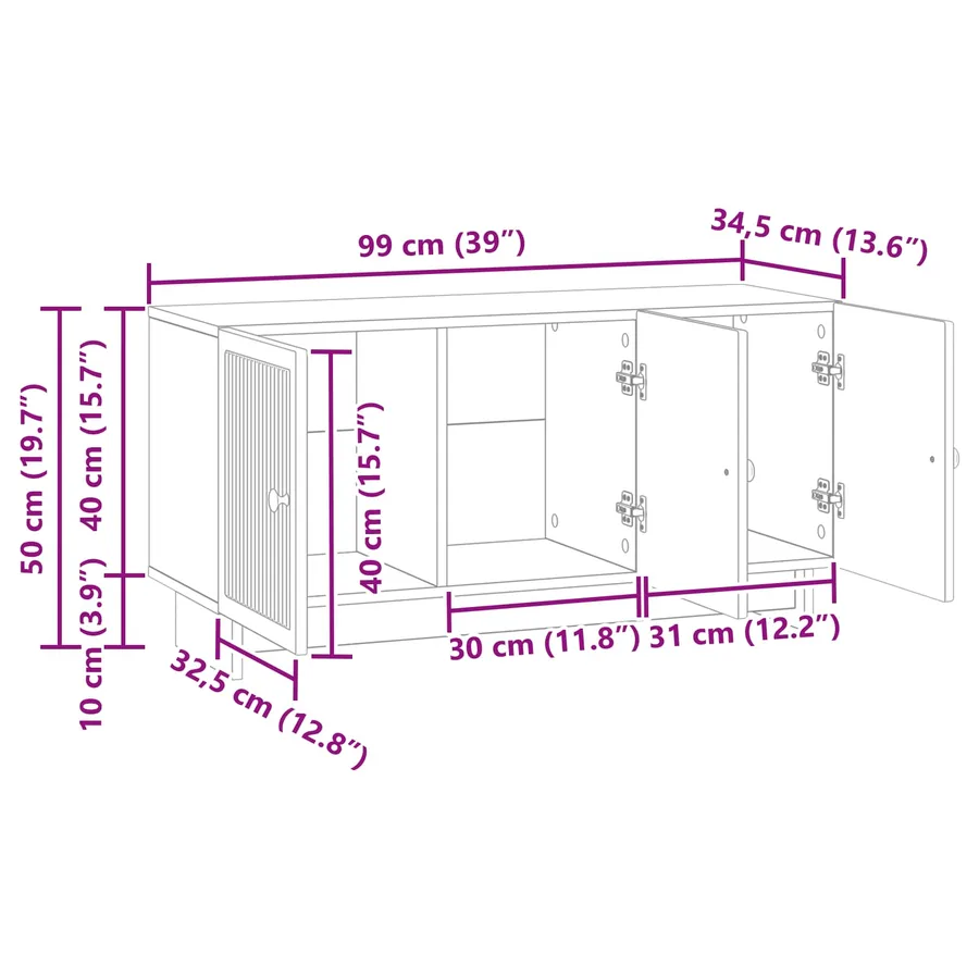 Meuble TV Chêne Sonoma 99 x 34,5 x 50 cm Bois d'ingénierie - 12