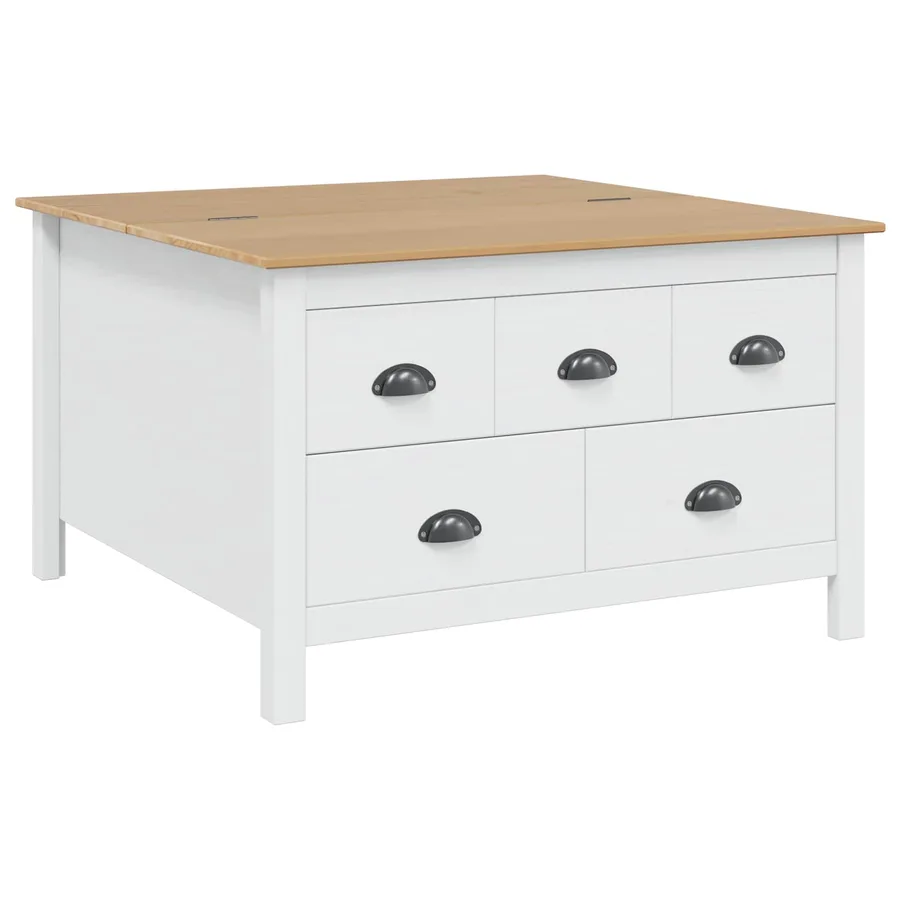 Table basse HILL Blanc et marron miel 79,5 x 79,5 x 49 cm - 2