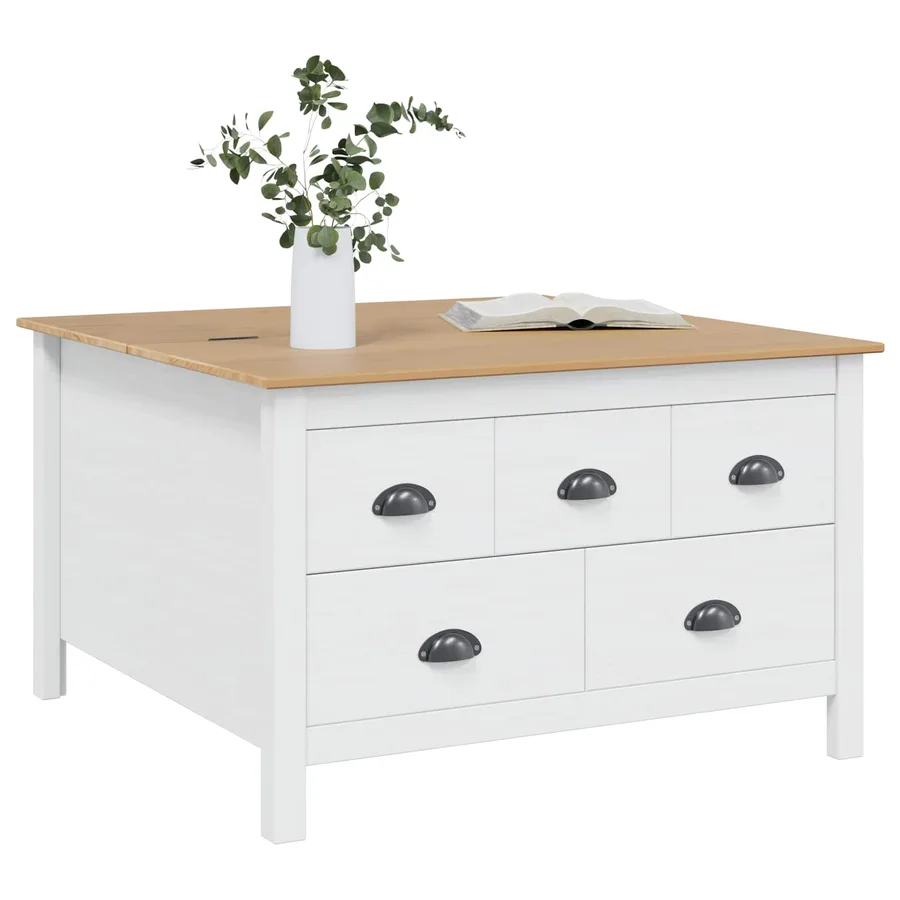 Table basse HILL Blanc et marron miel 79,5 x 79,5 x 49 cm - 3