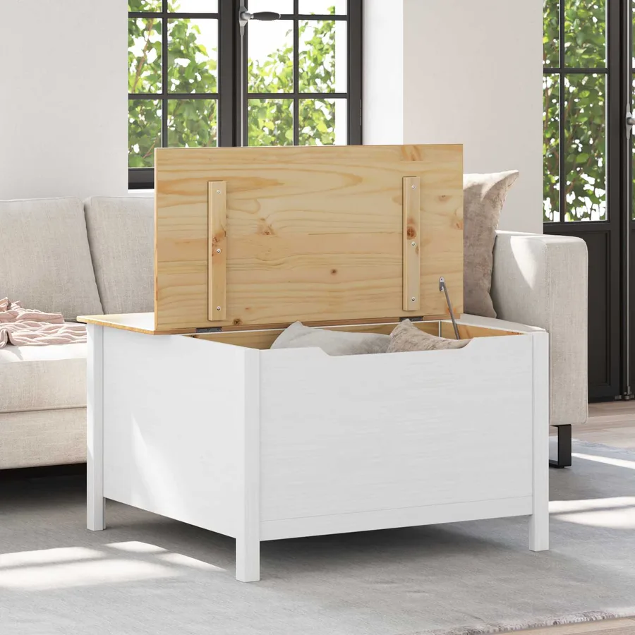 Table basse HILL Blanc et marron miel 79,5 x 79,5 x 49 cm - 4