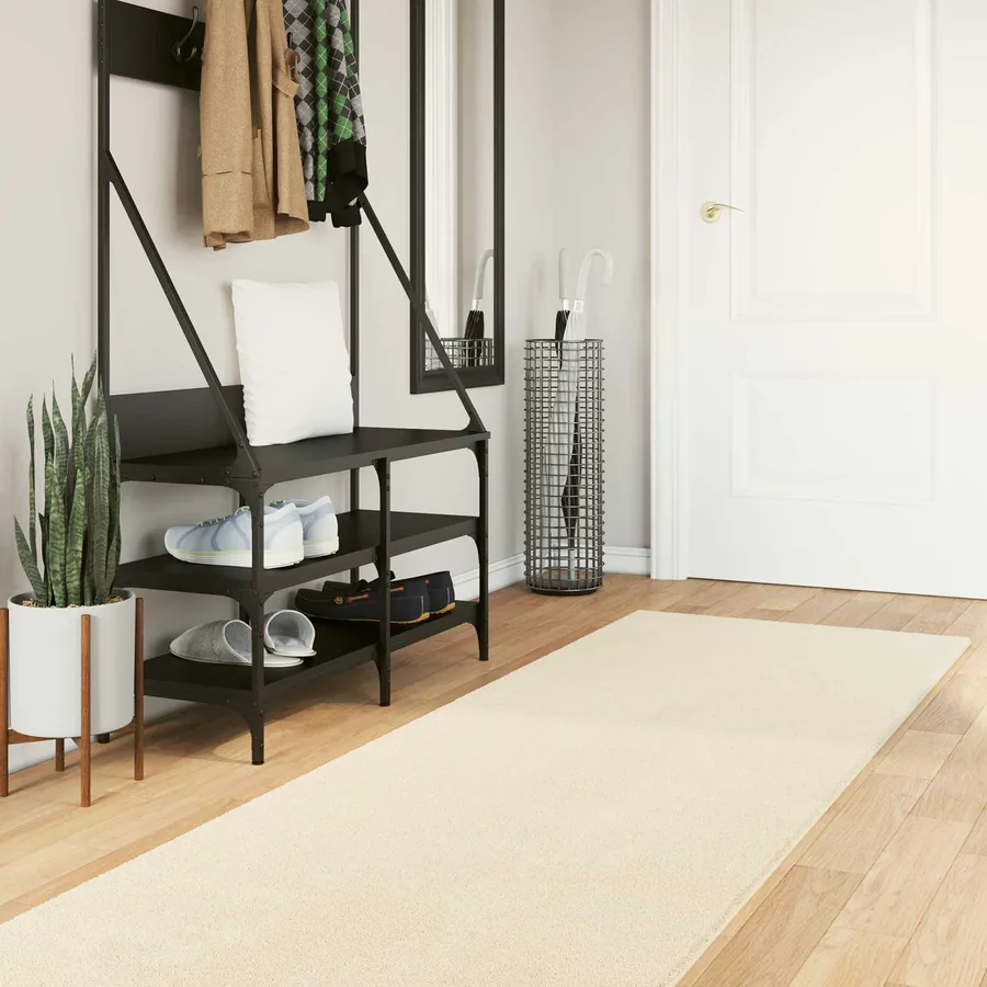 Tapis doux à poils moyens et lavable HUARTE Crème 80 x 500 cm