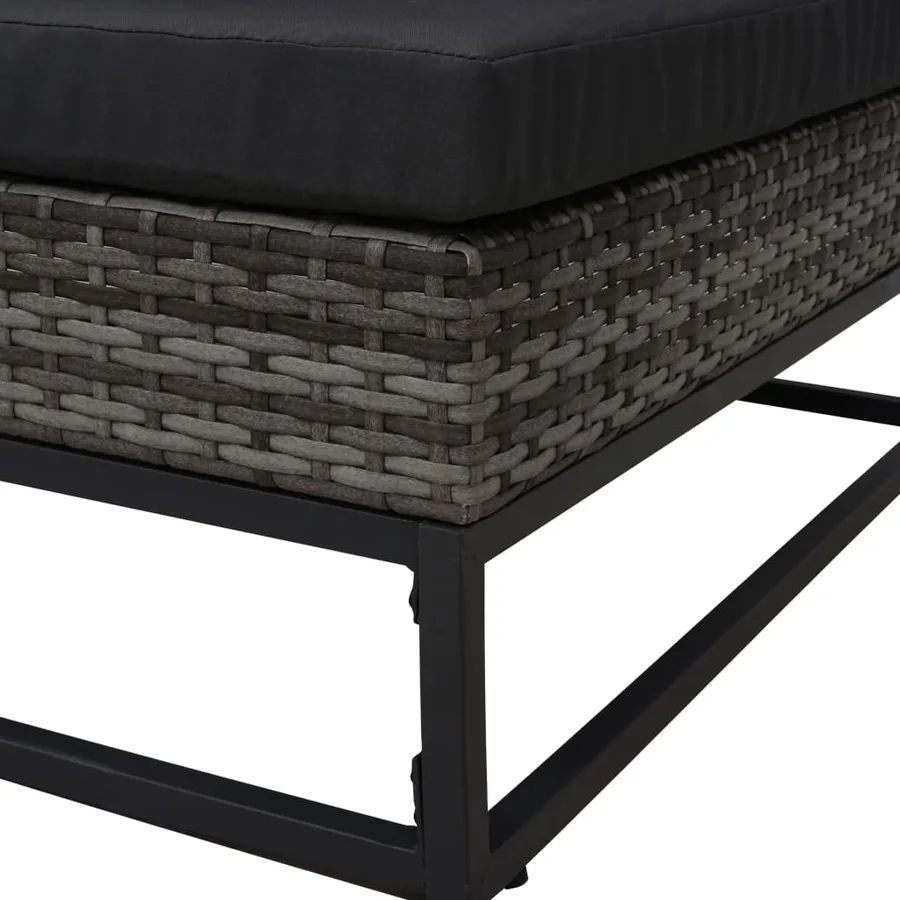 Salon de jardin 5 pcs avec coussins Résine tressée Gris - 10