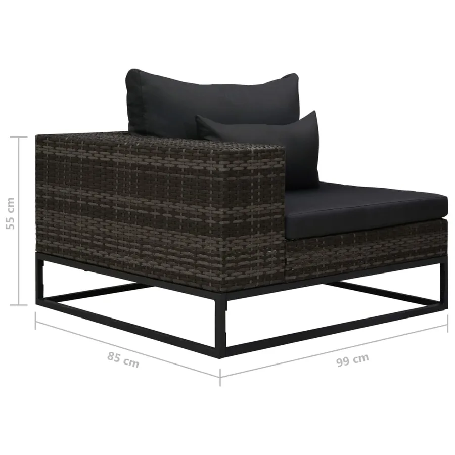 Salon de jardin 5 pcs avec coussins Résine tressée Gris - 13
