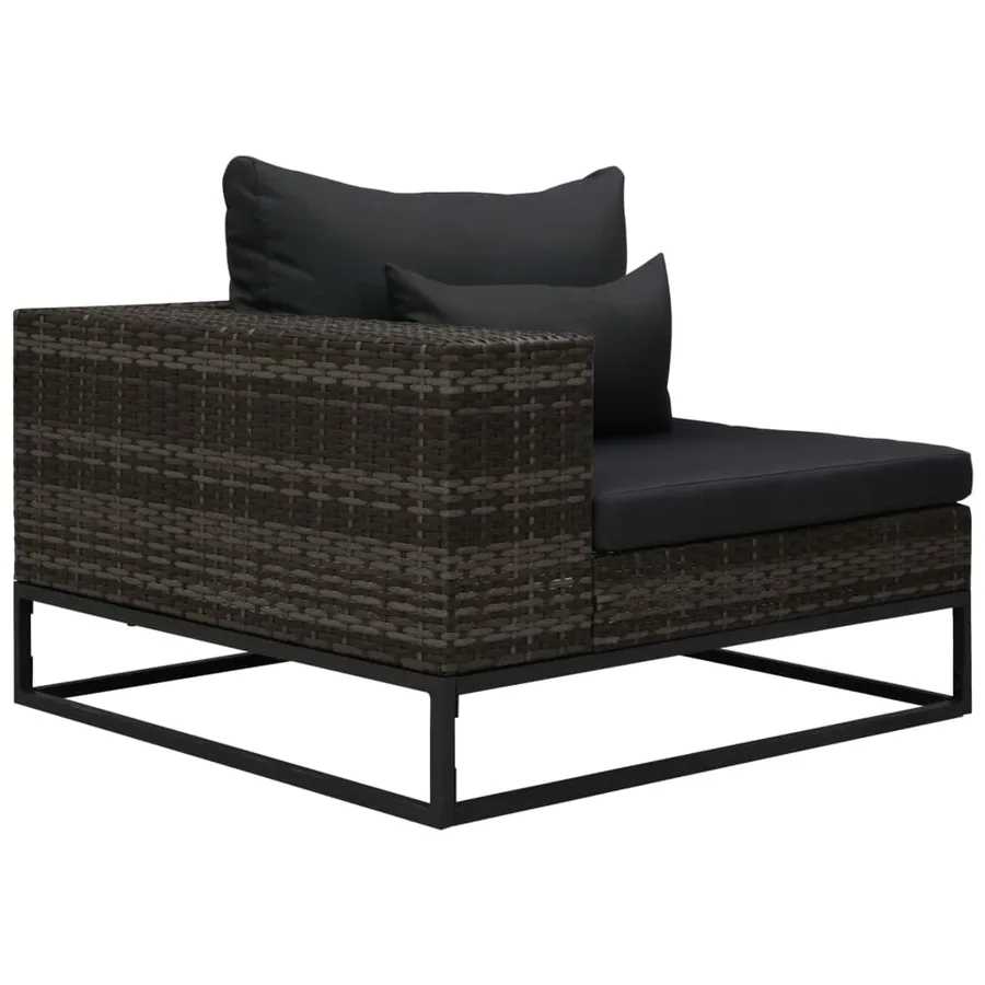 Salon de jardin 5 pcs avec coussins Résine tressée Gris - 6