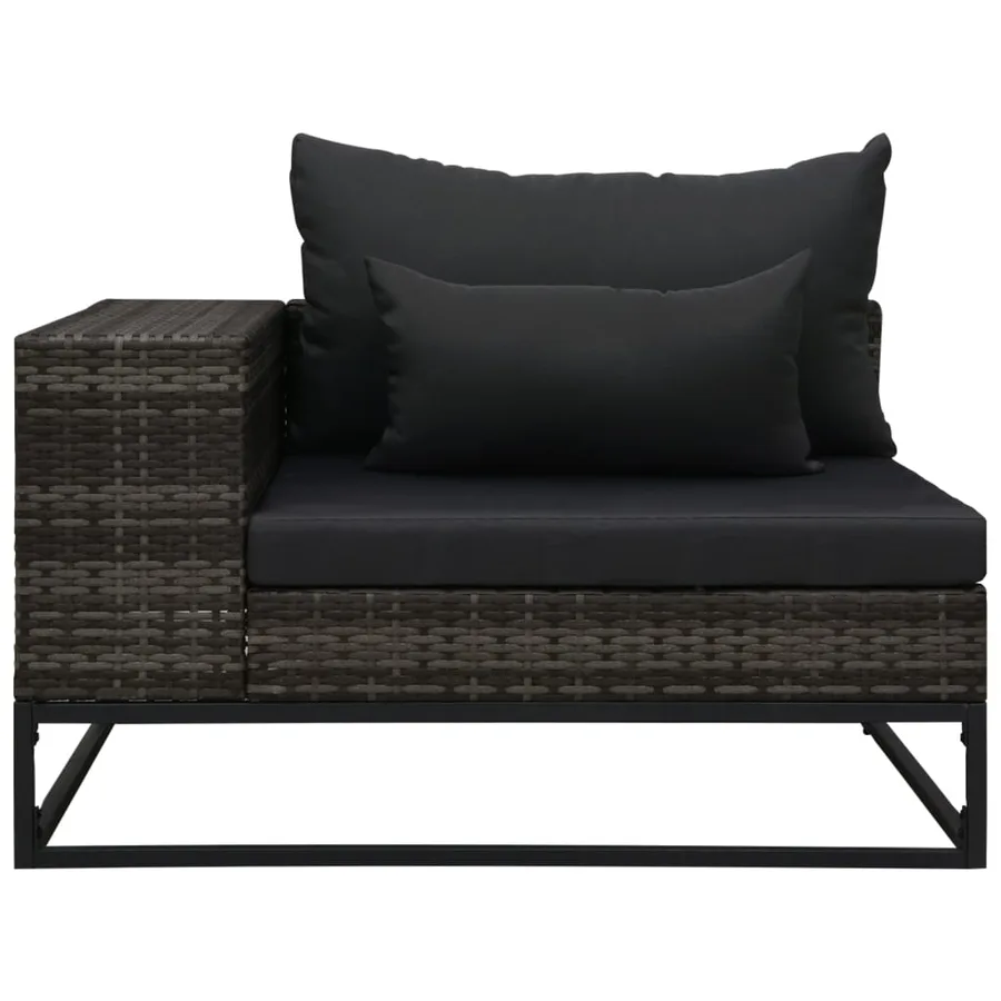 Salon de jardin 5 pcs avec coussins Résine tressée Gris - 7