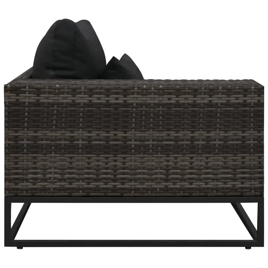 Salon de jardin 5 pcs avec coussins Résine tressée Gris - 8
