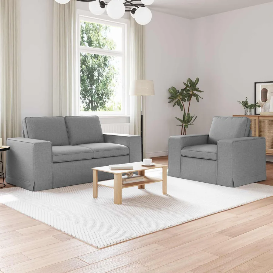 Ensemble de Canapés 2 pcs Gris clair 162 x 80 x 82 cm tissu