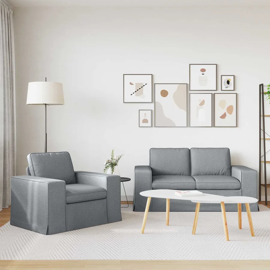 Ensemble de Canapés 2 pcs Gris clair 162 x 80 x 82 cm tissu - 3