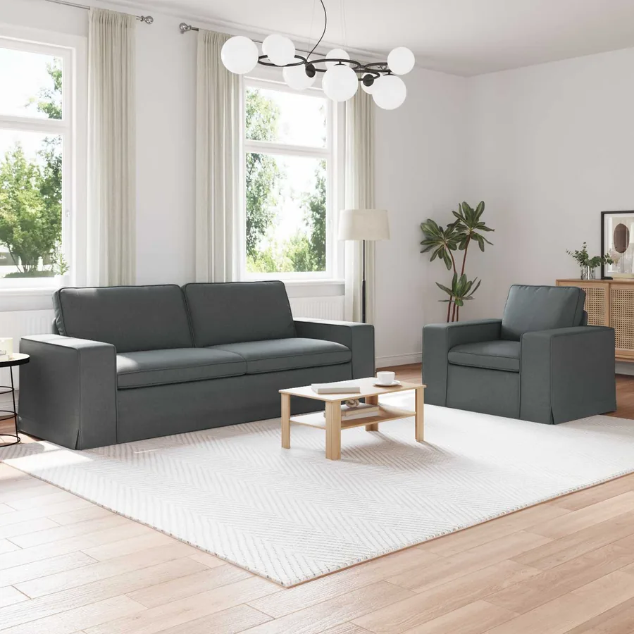 Ensemble de Canapés 2 pcs Gris foncé 222 x 80 x 82 cm tissu