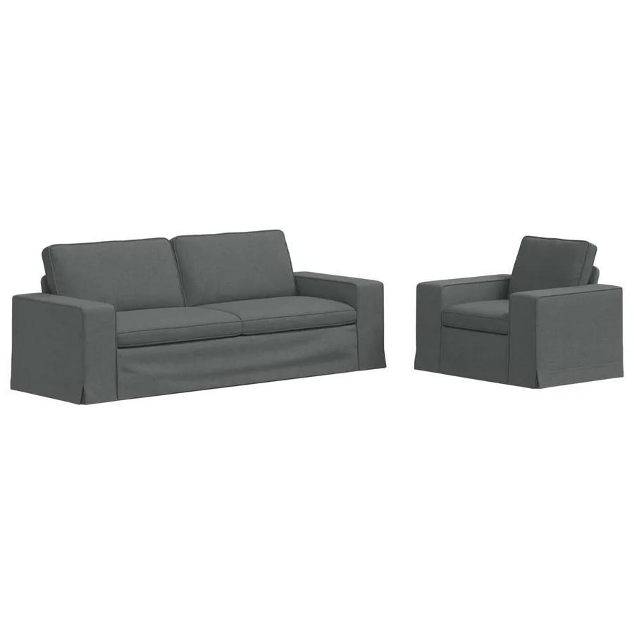 Ensemble de Canapés 2 pcs Gris foncé 222 x 80 x 82 cm tissu - 2