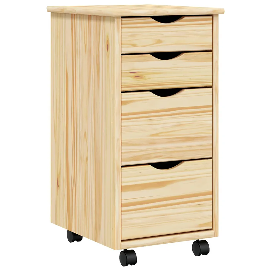 Cabinet roulant avec bureau avec roue MOSS Vernis transparent - 2