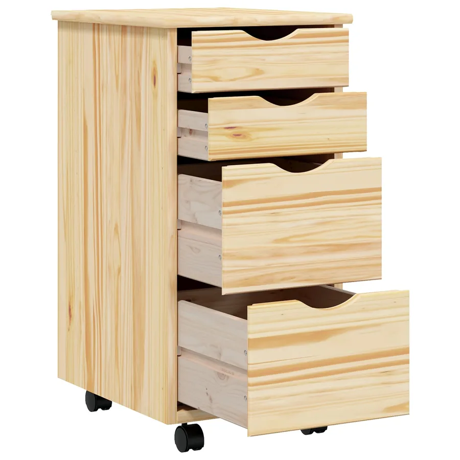 Cabinet roulant avec bureau avec roue MOSS Vernis transparent - 4