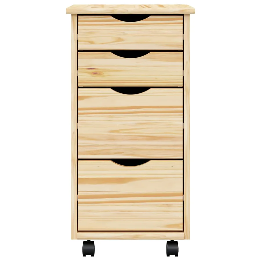 Cabinet roulant avec bureau avec roue MOSS Vernis transparent - 5