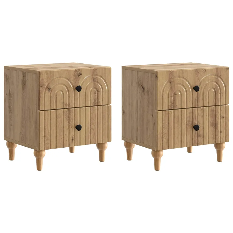 Cabinet de chevet 2 pc Chêne artisanal 43 x 34,5 x 48 cm - 2