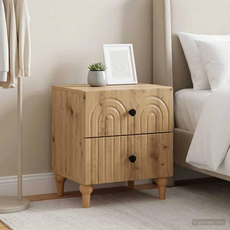 Cabinet de chevet 2 pc Chêne artisanal 43 x 34,5 x 48 cm - 4