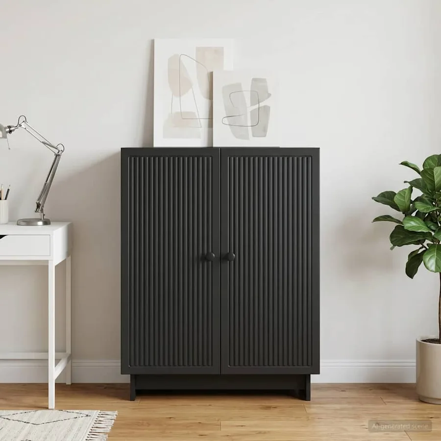 Buffet Noir 66 x 34,5 x 90 cm Bois d'ingénierie - 4