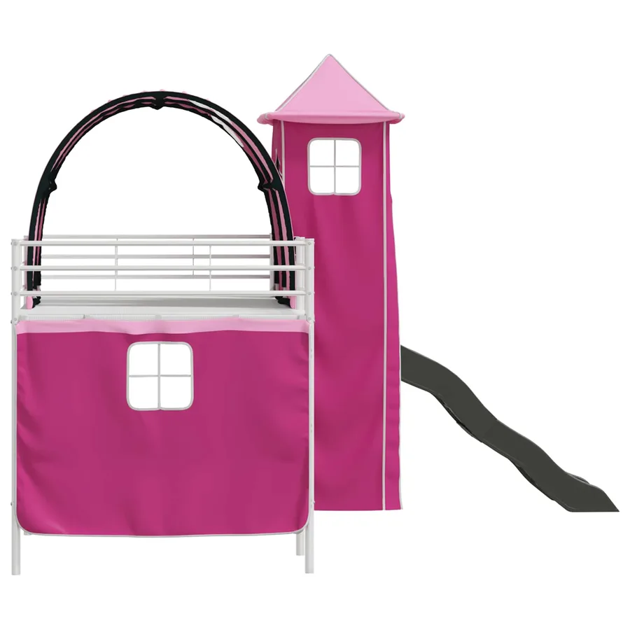 Lit mezzanine pour enfants Uni Blanc et rose 80 x 200 cm métal - 9