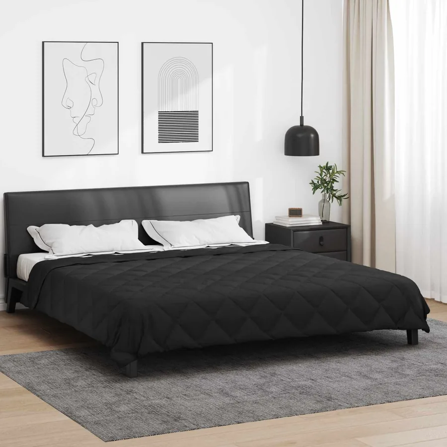 Duvet d'été simple Noir 220 x 260 cm Microfibre