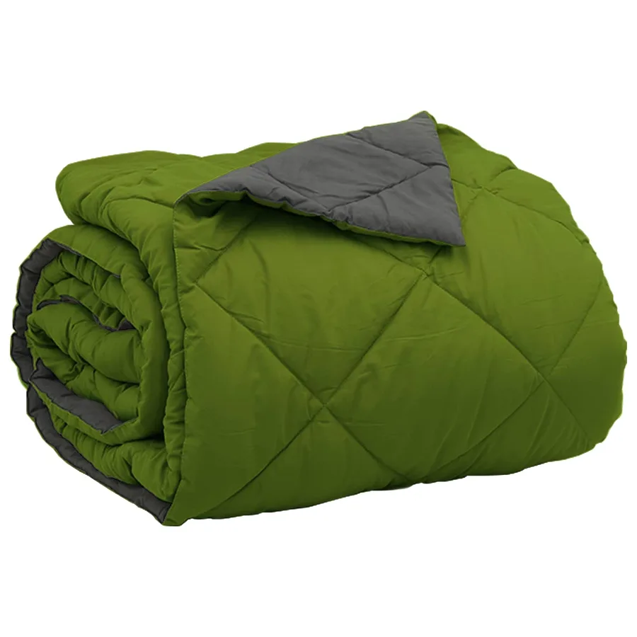 Duvet d'été simple Vert et Anthracite 200 x 200 cm Microfibre - 5