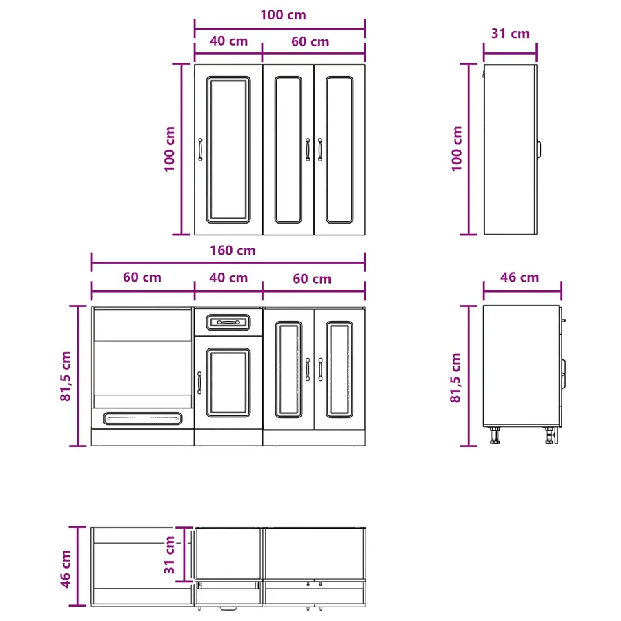 Unité de cuisine KALMAR 5 pcs Sonoma gris Bois d'ingénierie - 7