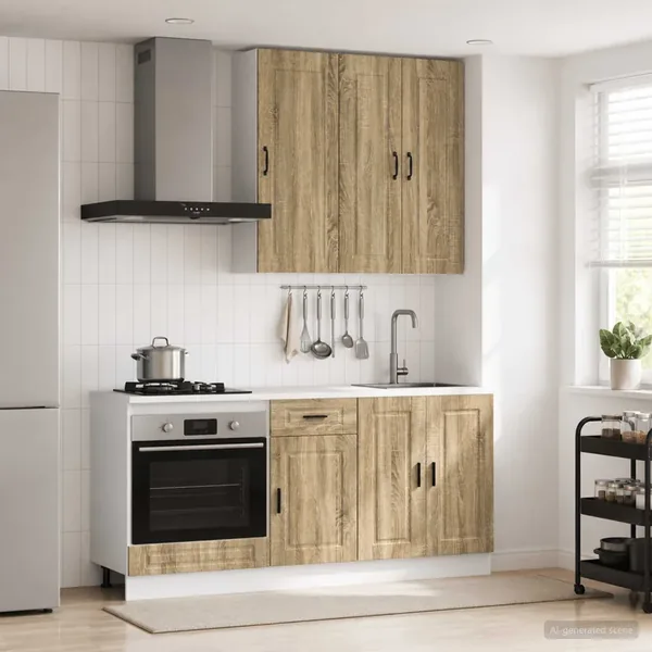 Unité de cuisine PORTO 5 pcs Chêne Sonoma Bois d'ingénierie