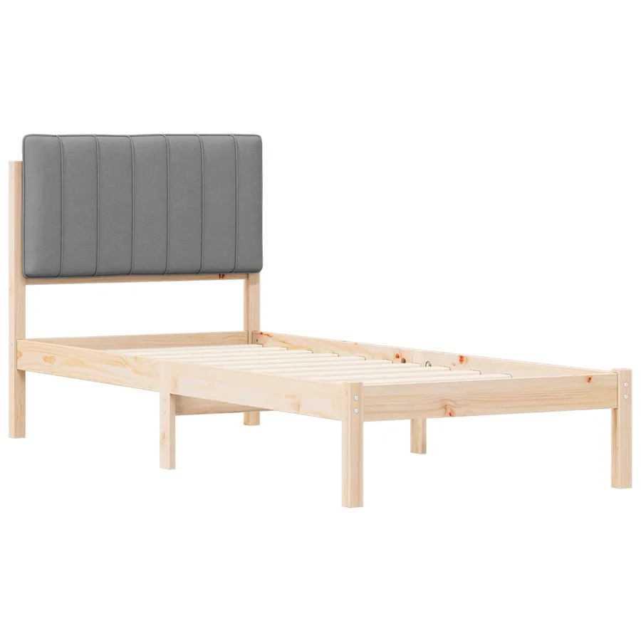 Cadre de lit avec tête de lit rembourrée Gris clair 75 x 190 cm - 4