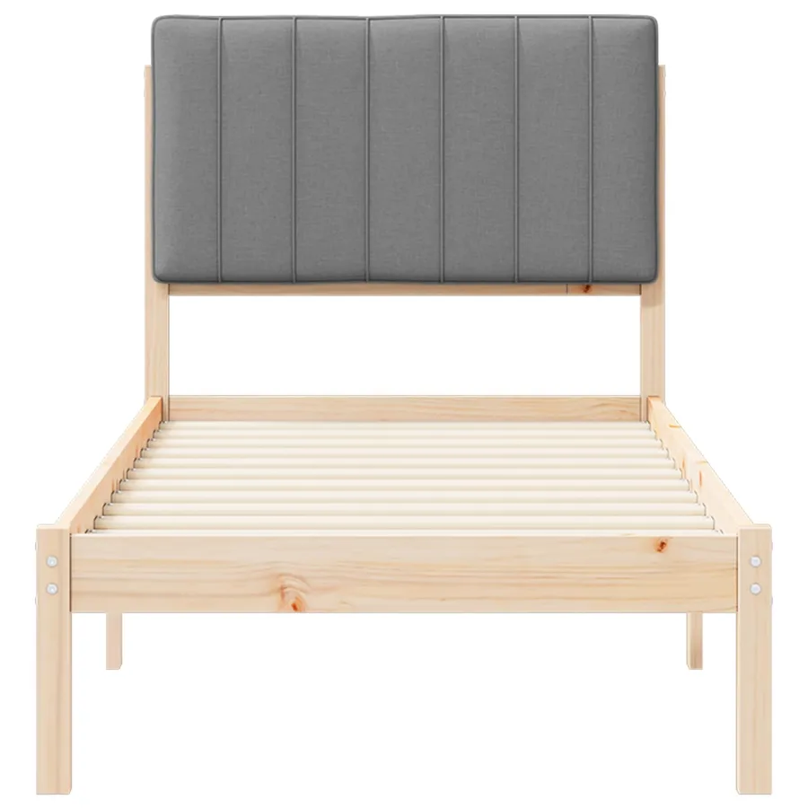 Cadre de lit avec tête de lit rembourrée Gris clair 75 x 190 cm - 5