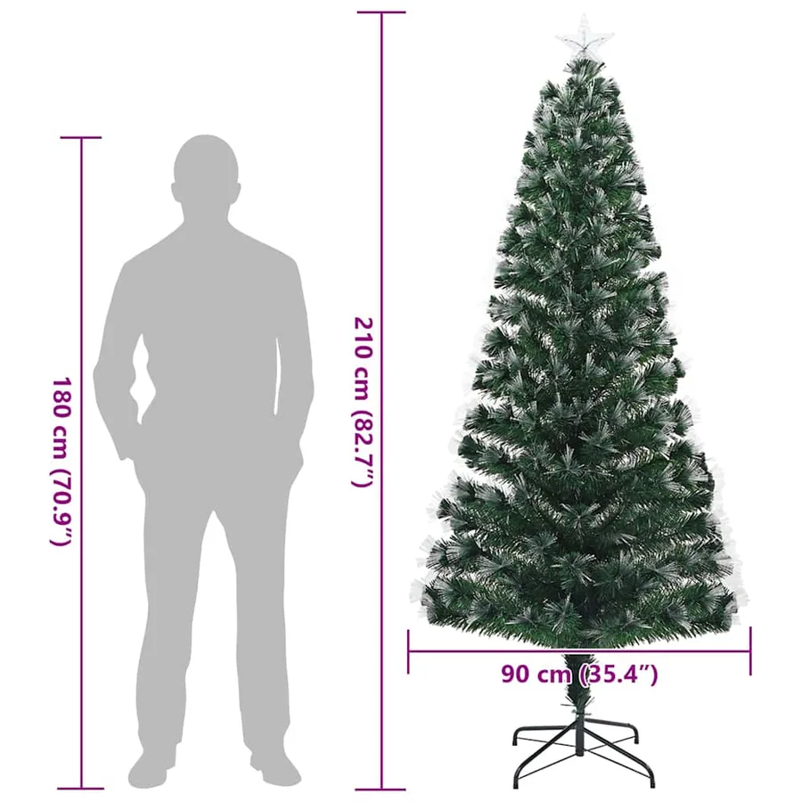 Sapin de Noël artificiel avec 250 LED Vert 210 cm PVC - 13