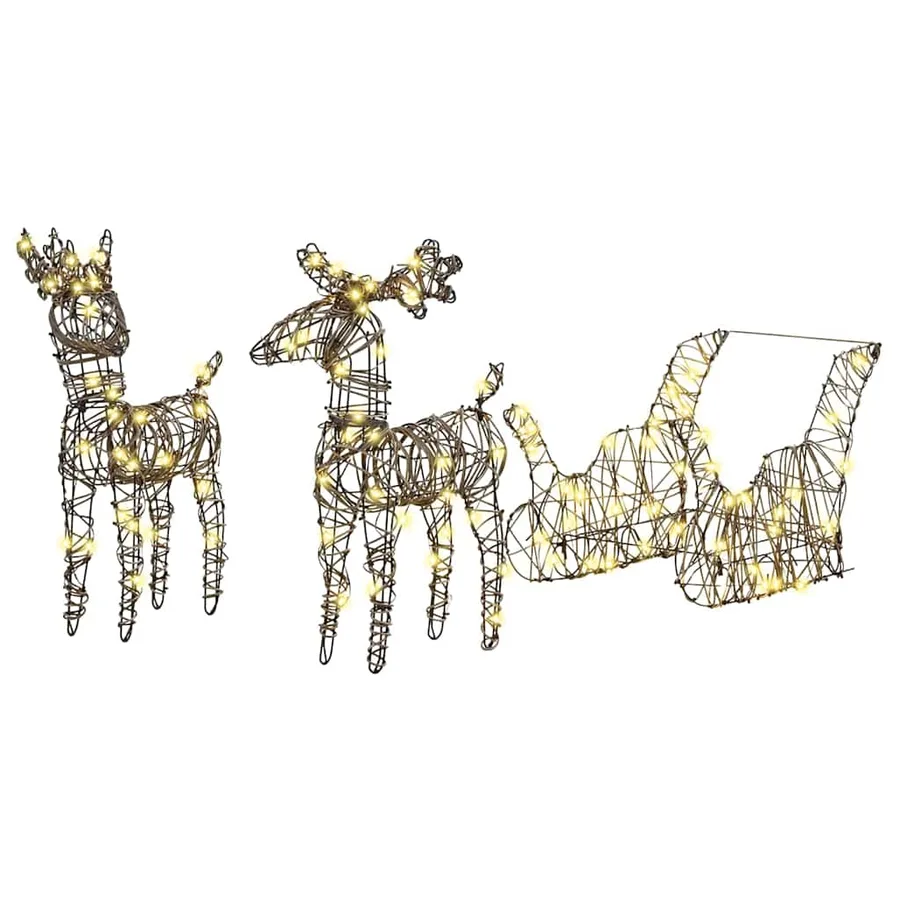 Traîneau tiré par un renne Blanc chaud 53 x 28 x 33 cm Rotin - 2
