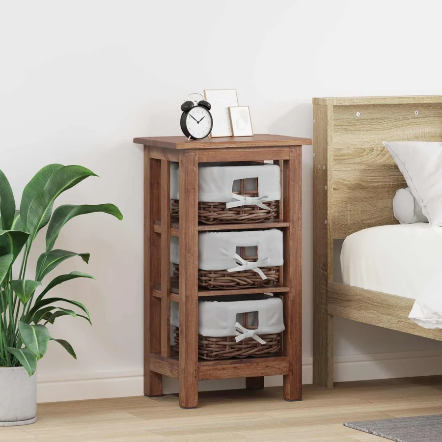 Table d'appoint Marron 38 x 28 x 72 cm Bois massif d'acajou