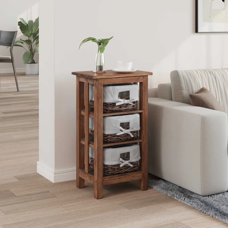 Table d'appoint Marron 38 x 28 x 72 cm Bois massif d'acajou - 3