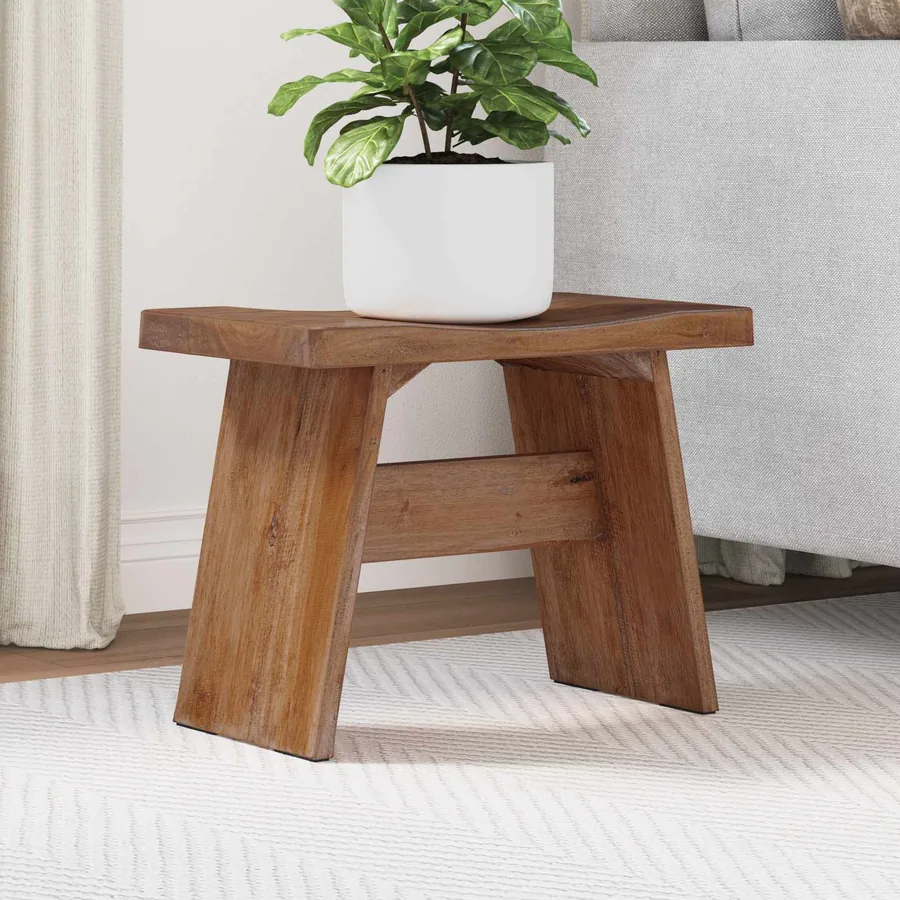 Tabouret Naturel 40 x 25 x 31 cm Bois d'Acajou